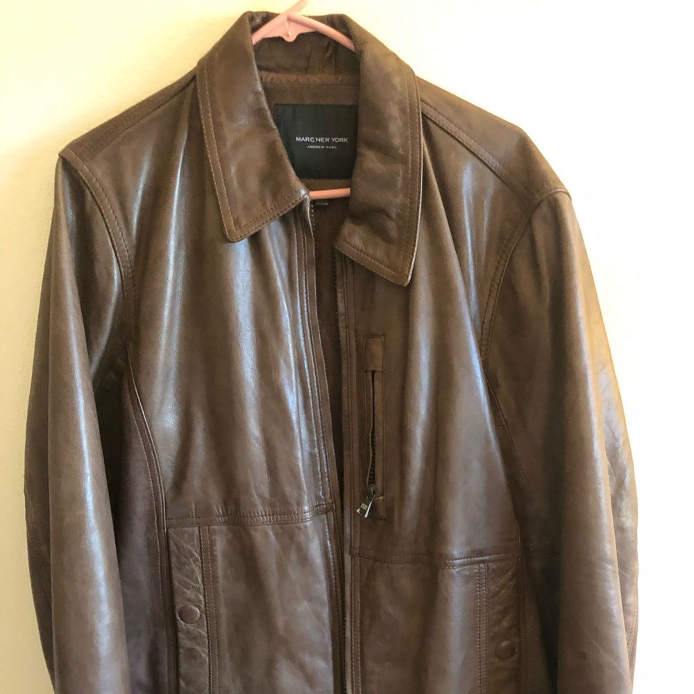 Brown leather jacket by Marc Andrews New York